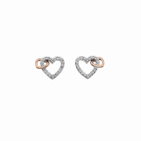 Hot Diamonds Togetherness Sterling Silver Rose Gold Plated White Topaz Stud Earrings