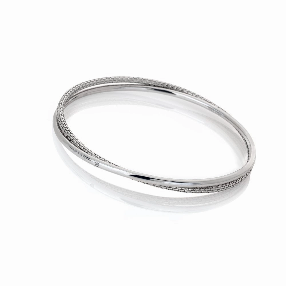 Hot Diamonds Woven Sterling Silver Interlocking Bangle D