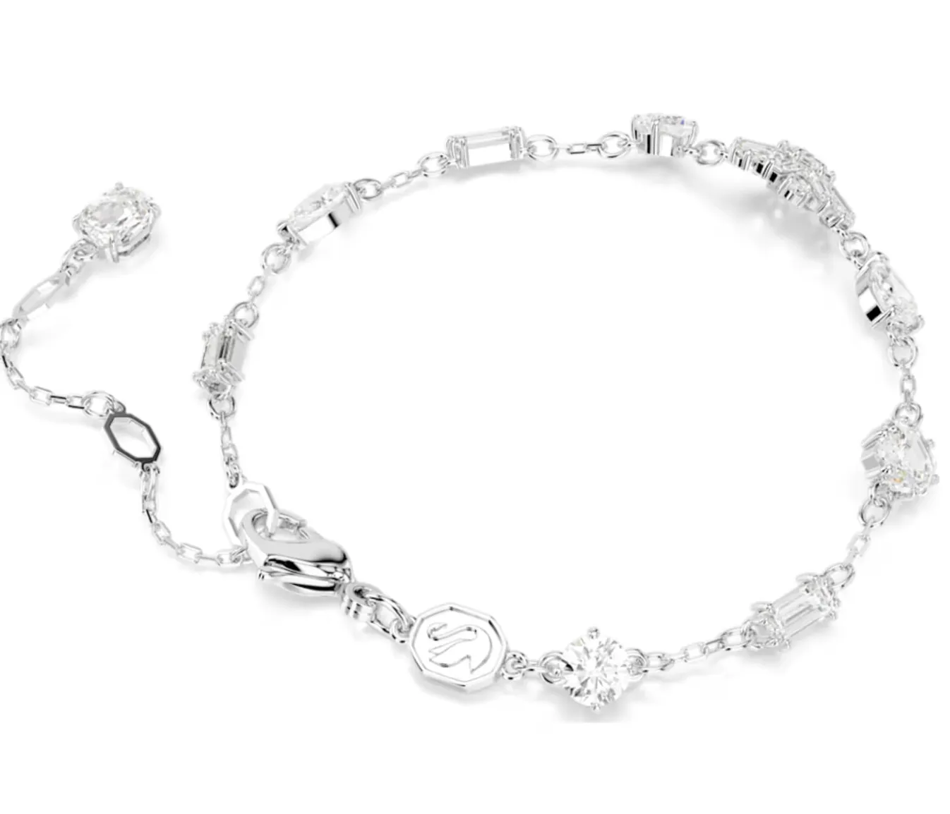 Idyllia Mixed Cut, Snowflake, White Rhodium Plated Stud Bracelet
