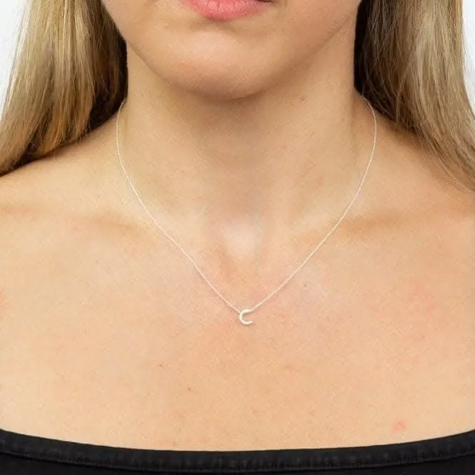 Initial C Plain Silver Initial Necklace N4430
