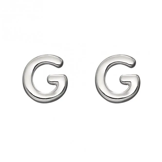 Initial G Sterling Silver Stud Earrings E6024
