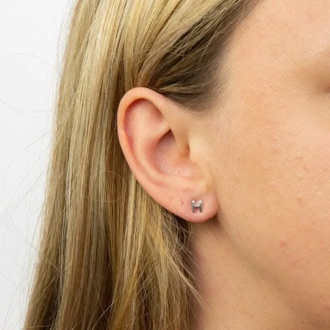 Initial H Sterling Silver Stud Earrings E6025