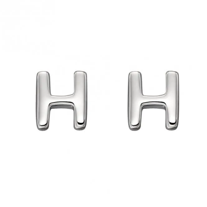Initial H Sterling Silver Stud Earrings E6025