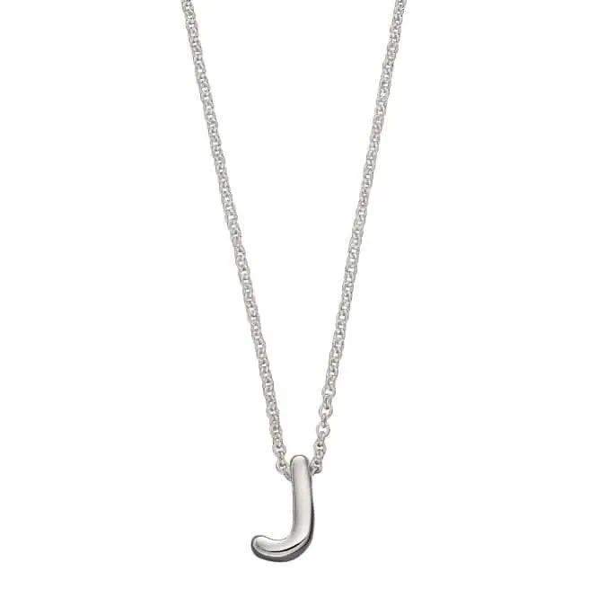 Initial J Plain Silver Initial Necklace N4437