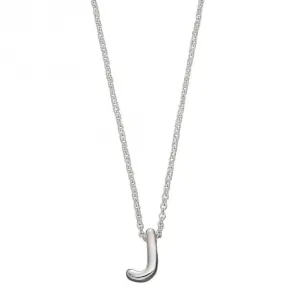 Initial J Plain Silver Initial Necklace N4437