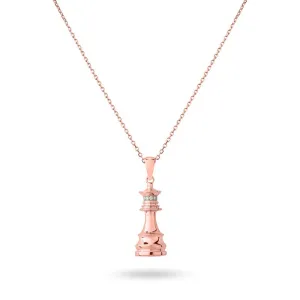 Ksenia Mirella The Queen Rose Gold 0.10ct Diamond Chess Necklace