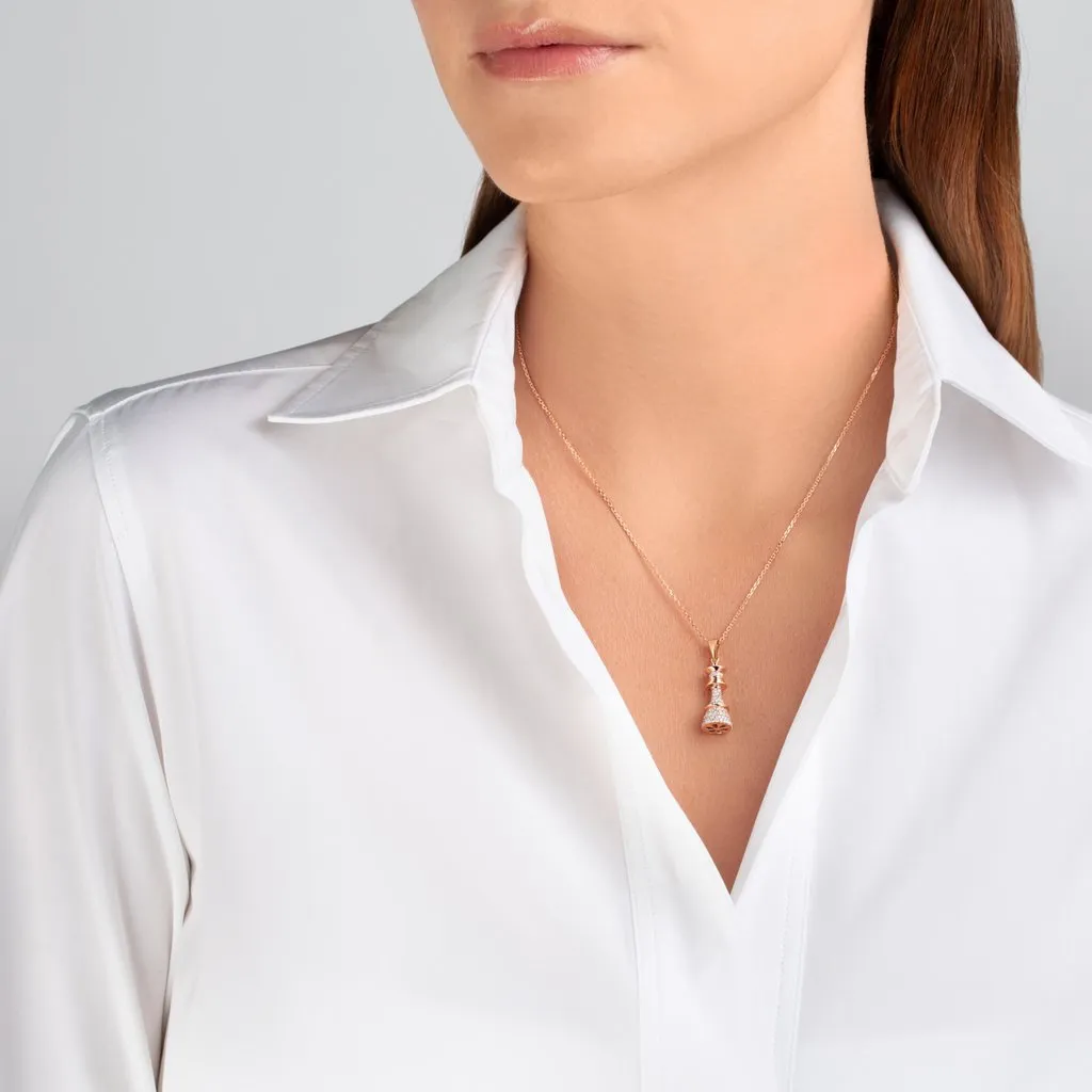 Ksenia Mirella The Queen White Gold 1.00ct Diamond Pave Chess Necklace