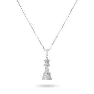 Ksenia Mirella The Queen White Gold 1.00ct Diamond Pave Chess Necklace