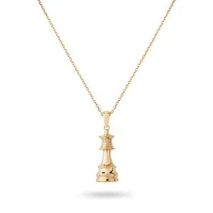 Ksenia Mirella The Queen Yellow Gold 0.10ct Diamond Chess Necklace