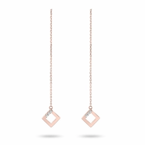 Ksenia Mirella Geo 18ct Rose Gold 0.09ct Diamond Chain Earrings