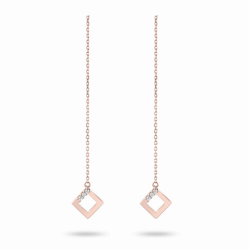 Ksenia Mirella Geo 18ct Rose Gold 0.09ct Diamond Chain Earrings