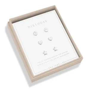 Lifes A Charm Birthday Silver Plated Earrings 7860