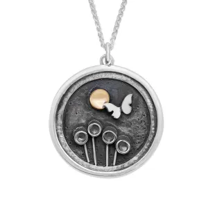 Linda Macdonald Butterfly Moon Sterling Silver 9ct Gold Necklace