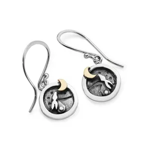 Linda Macdonald Moondance Sterling Silver 9ct Gold Drop Earrings