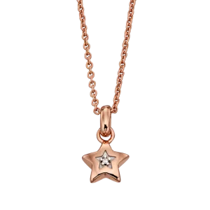 Little Star Rei Rose Gold Plated Sterling Silver Diamond Star Necklace
