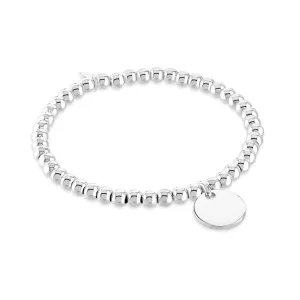 Little Star Sterling Silver Bead Disc Stretch Bracelet