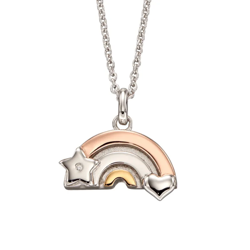 Little Star Sterling Silver Diamond Gold Plated Kaya Rainbow Childs Necklace