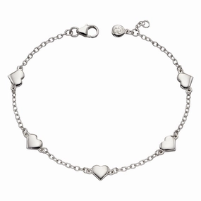 Little Star Sterling Silver Beatrice Heart Charm Childs Bracelet