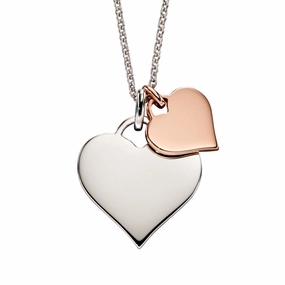 Little Star Sterling Silver Isabella Double Heart Adult Necklace D