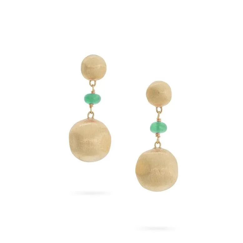 Marco Bicego Africa 18ct Yellow Gold Emerald Short Drop Earrings
