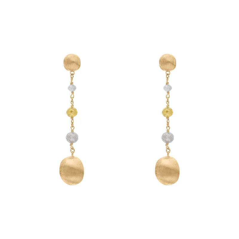 Marco Bicego Africa 18ct Yellow Gold Mixed Gemstone Drop Earrings D