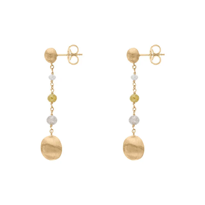 Marco Bicego Africa 18ct Yellow Gold Mixed Gemstone Drop Earrings D