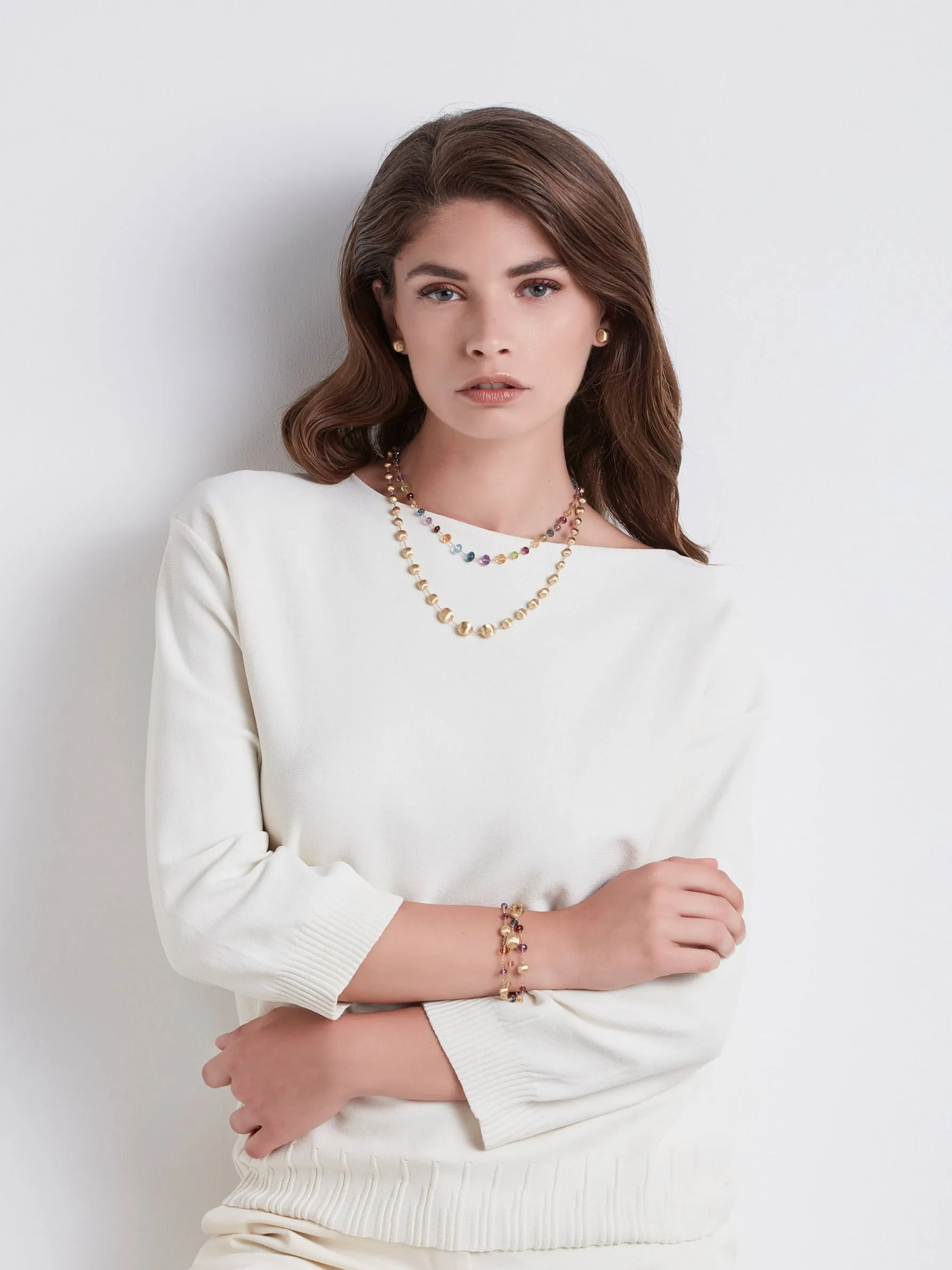 Marco Bicego Africa 18ct Yellow Gold Multi-Stone Triple Strand Bracelet