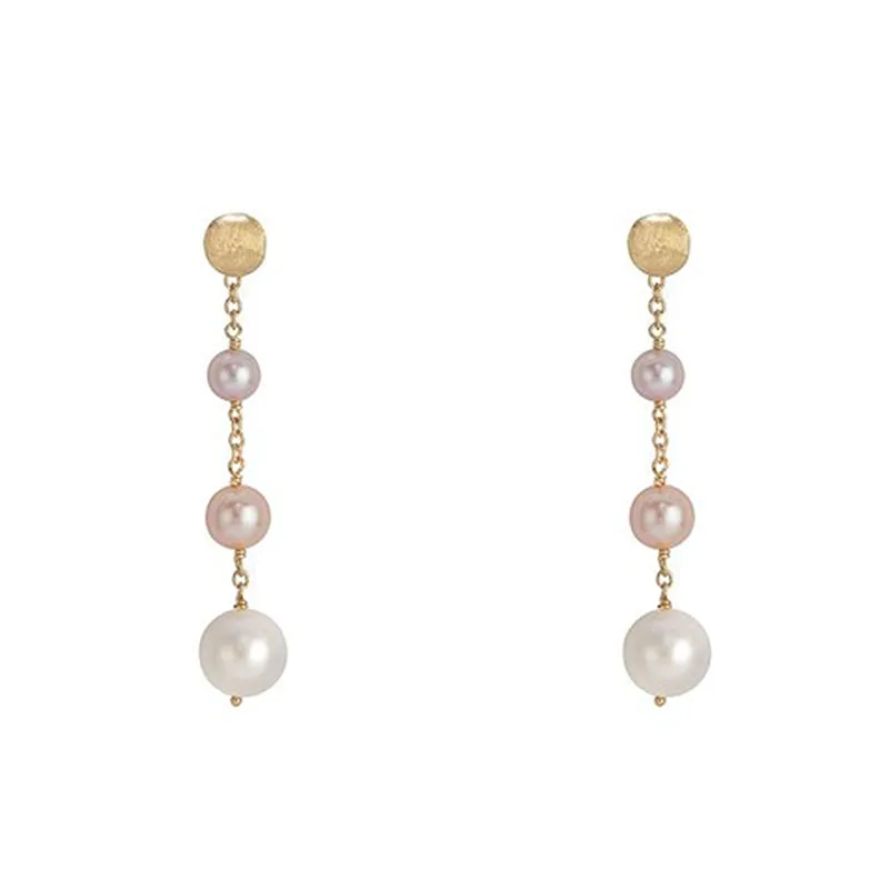 Marco Bicego Africa 18ct Yellow Gold Multicolour Pearl Drop Earrings
