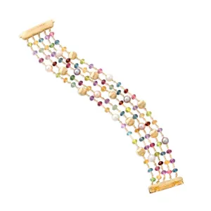 Marco Bicego Africa 18ct Yellow Gold Pearl Mixed Gemstone Five Strand Bracelet D