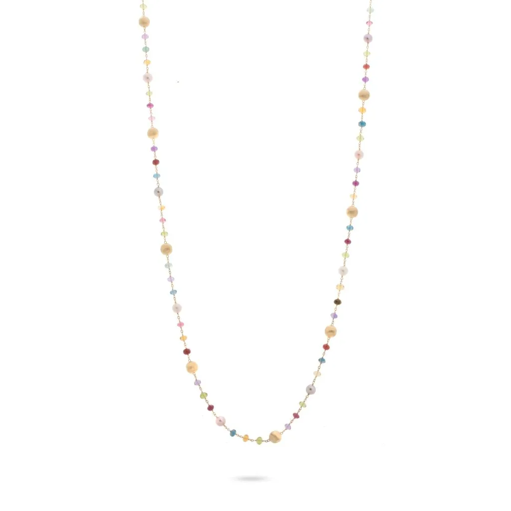 Marco Bicego Africa 18ct Yellow Gold Pearl Mixed Gemstone Long Necklace D
