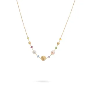 Marco Bicego Africa 18ct Yellow Gold Pearl Mixed Gemstone Necklace D