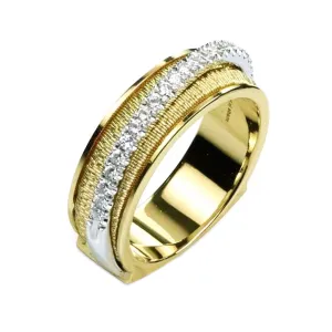 Marco Bicego Cairo 18ct Yellow Gold 0.23ct Diamond Three Strand Woven Ring