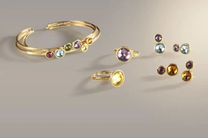 Marco Bicego Jaipur 18ct Yellow Gold Amethyst Topaz Stud Earrings D