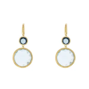 Marco Bicego Jaipur 18ct Yellow Gold and Mixed Blue Topaz Drop Earrings D
