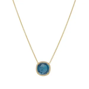 Marco Bicego Jaipur 18ct Yellow Gold London Blue Topaz 0.21ct Diamond Necklace D