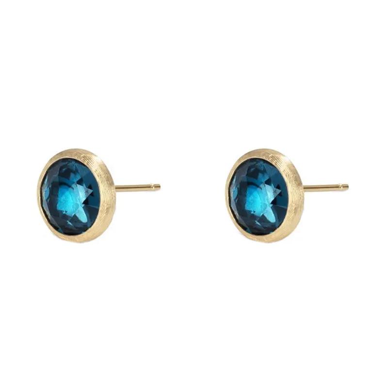 Marco Bicego Jaipur 18ct Yellow Gold London Blue Topaz Stud Earrings
