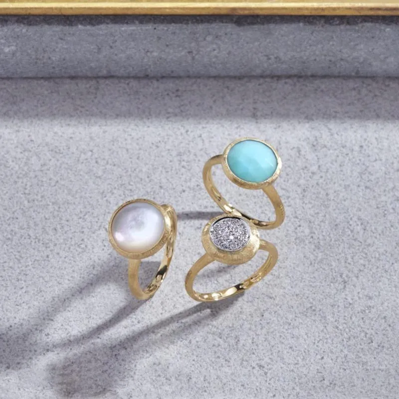 Marco Bicego Jaipur 18ct Yellow Gold Turquoise Medium Stacking Ring D
