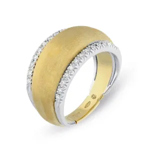 Marco Bicego Lucia 18ct Yellow Gold Double 0.20ct Diamond Row Dome Ring