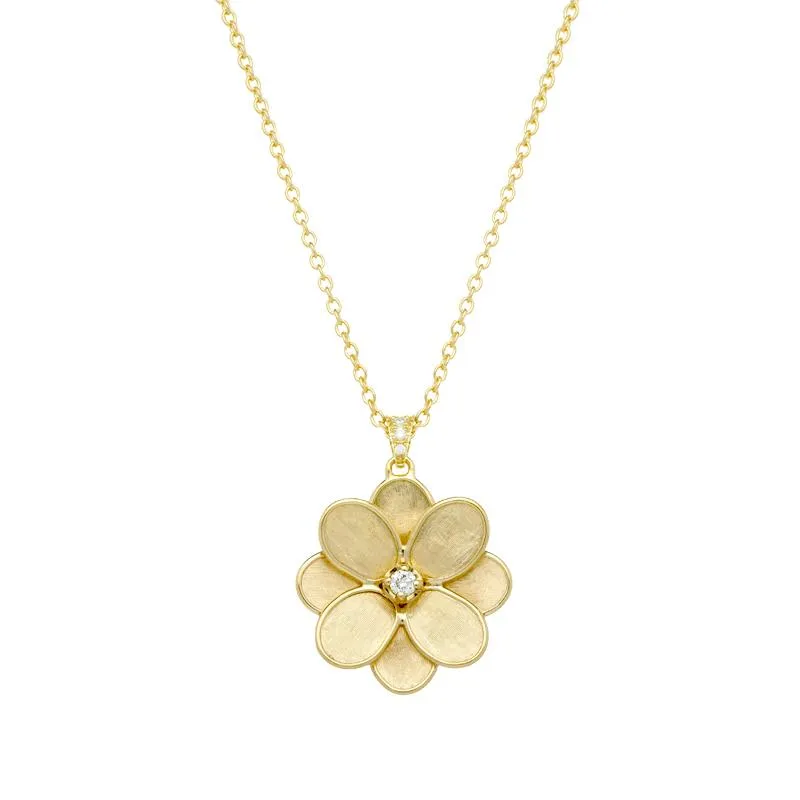 Marco Bicego Lunaria 18ct Yellow Gold 0.12ct Diamond Flower Necklace