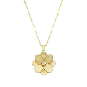 Marco Bicego Lunaria 18ct Yellow Gold 0.12ct Diamond Flower Necklace