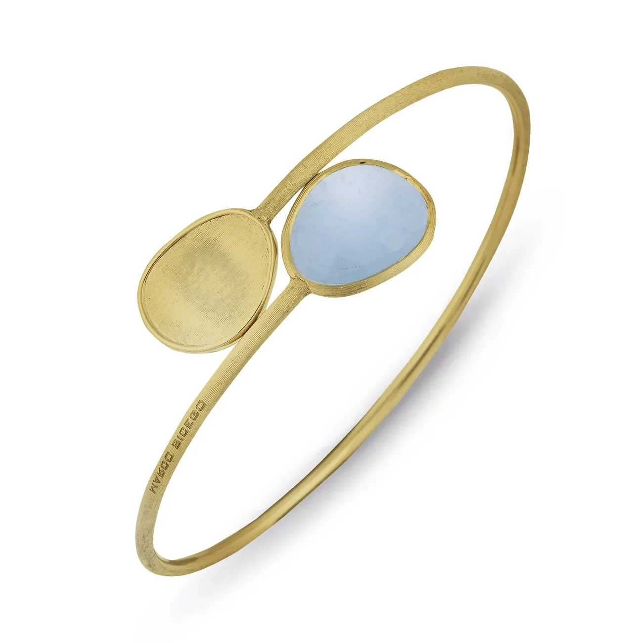 Marco Bicego Lunaria 18ct Yellow Gold Aquamarine Pebble Bangle