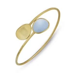 Marco Bicego Lunaria 18ct Yellow Gold Aquamarine Pebble Bangle