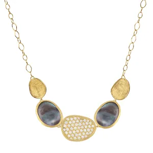 Marco Bicego Lunaria 18ct Yellow Gold Black Mother of Pearl 0.53ct Diamond Necklace