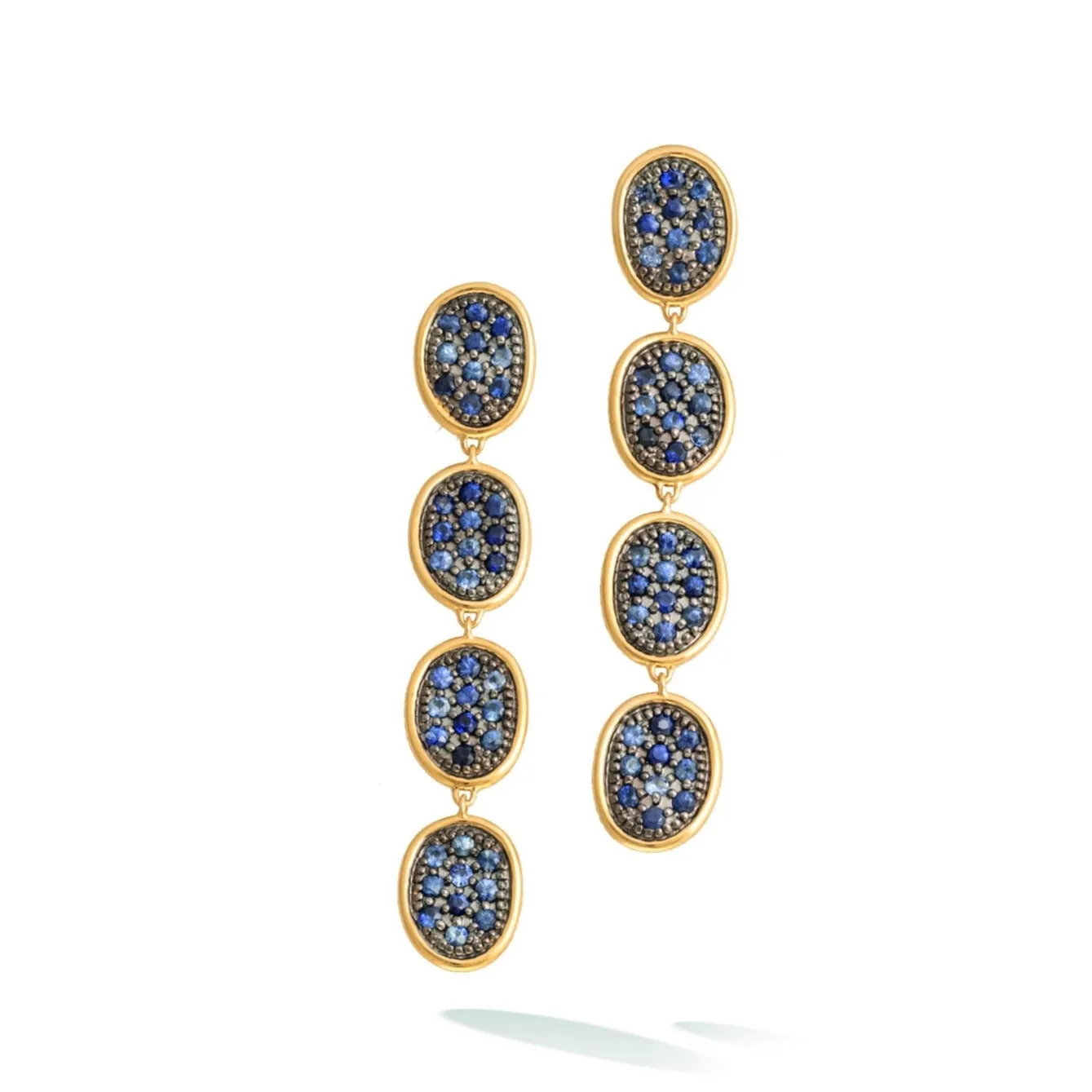 Marco Bicego Lunaria Alta 18ct Yellow Gold Sapphire Drop Earrings
