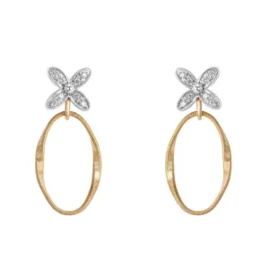 Marco Bicego Marrakech Onde 18ct Yellow Gold Diamond Flower Drop Earrings