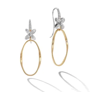 Marco Bicego Marrakech Onde 18ct Yellow Gold Diamond Flower Hook Earrings