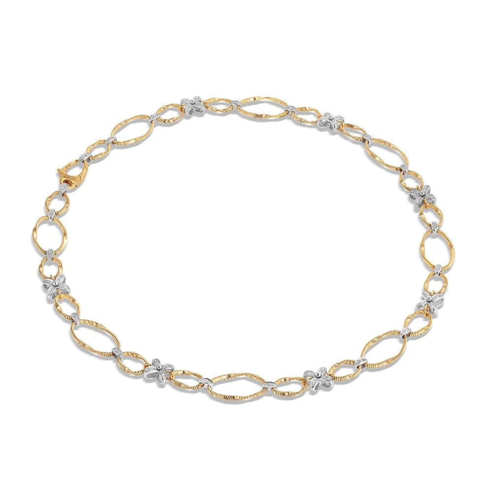 Marco Bicego Marrakech Onde 18ct Yellow Gold Diamond Flower Necklace