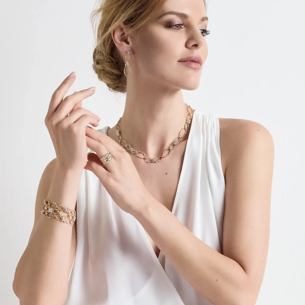 Marco Bicego Marrakech Onde 18ct Yellow Gold Diamond Flower Necklace