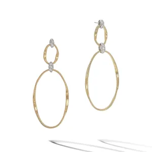 Marco Bicego Marrakech Onde 18ct Yellow Gold Diamond Long Drop Stud Earrings