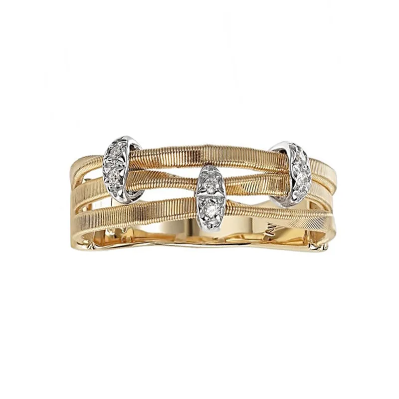 Marco Bicego Marrakech Onde 18ct Yellow Gold Diamond Three Strand Ring D